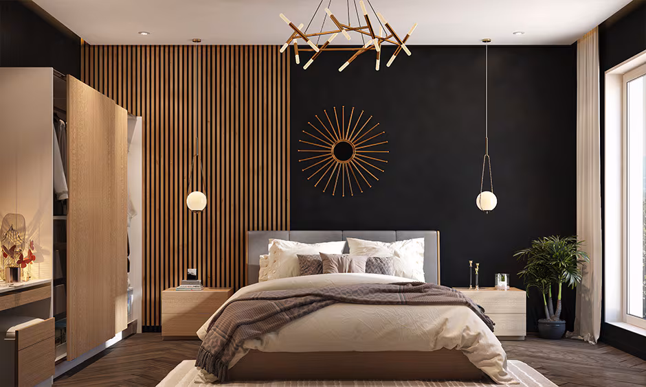 Decorative WPC louver installation in a contemporary interior