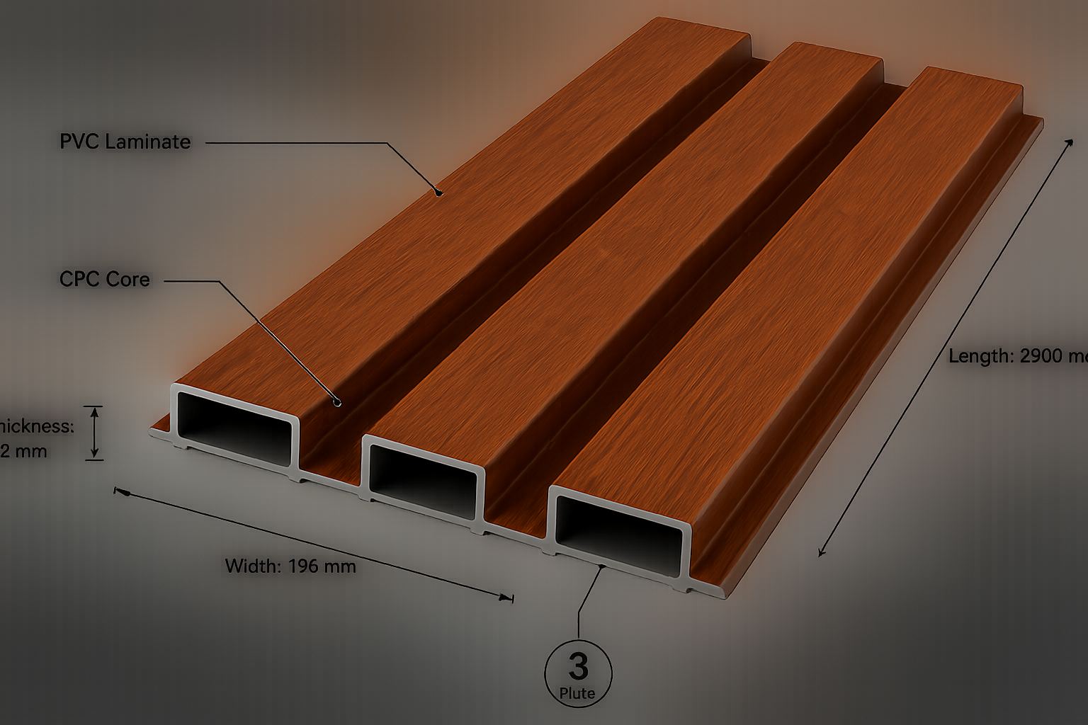 Pioneer WPC louver showing decorative laminate and composite core
